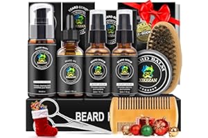 XIKEZAN Beard Kit for Men Grooming & Care Set w/2 Pack Beard Serum, Wash, Oil, Balm, Comb, Brush, Scissor, Bag, EBook, Unique Birthday Gifts for Men Him Dad Husband Brother Christmas Stocking Stuffers