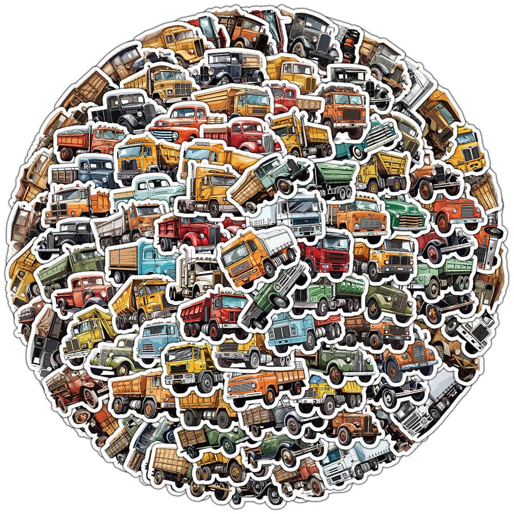 Vintage Truck Vinyl Stickers, 100 PCS Waterproof Detailed Object Decals for Laptops, Scrapbooking, Journals, Notebooks, Water Bottles, Suitcases, Phones & DIY Decor — image 1