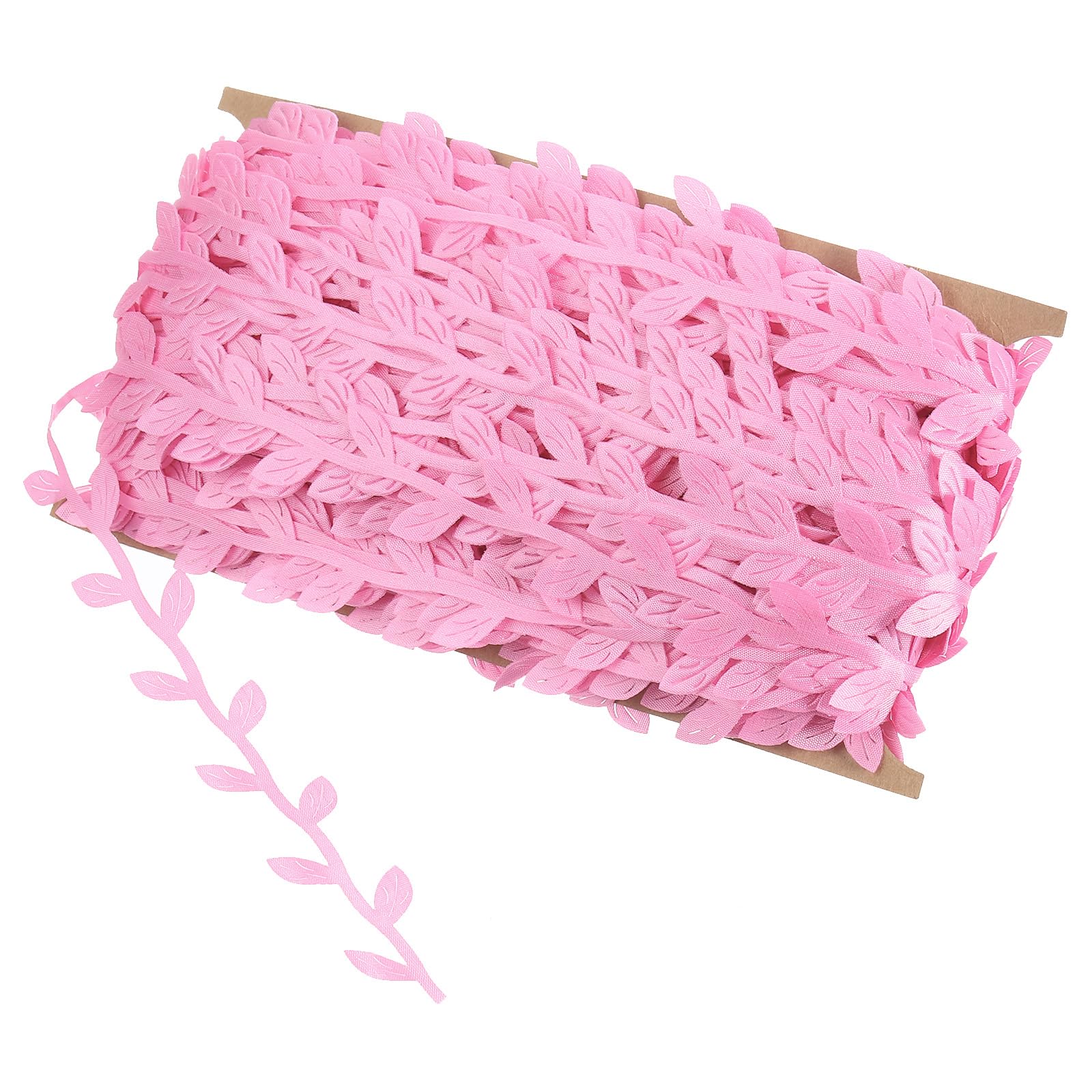 PATIKIL 44 Yards Pink Leaf Ribbon, Leaves Trim Rope Artificial Leaf String for Christmas Wreath Making Gift Wrapping Wedding Decoration, Style 7
