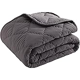 BEDSUM 100% Brushed Microfiber Down Alternative Toddler Comforter, Ultra Soft Lightweight and Warm Breathable Crib Quilted Blanket for Nursery Stroller Bed, 39x47 Inches, Dark Grey