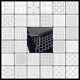 32 PCS Sashiko Stencil Kit, 5.1 x 5.1 Inch Plastic Geometric Sashiko Pattern Template Drawing Line Embroidery Pattern for Sewing Hand Quilting and Embroidery