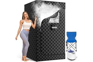 X-Vcak Portable Steam Sauna, Large Sauna Box, Sauna Tent Sauna Box with Steamers, Folding Chair