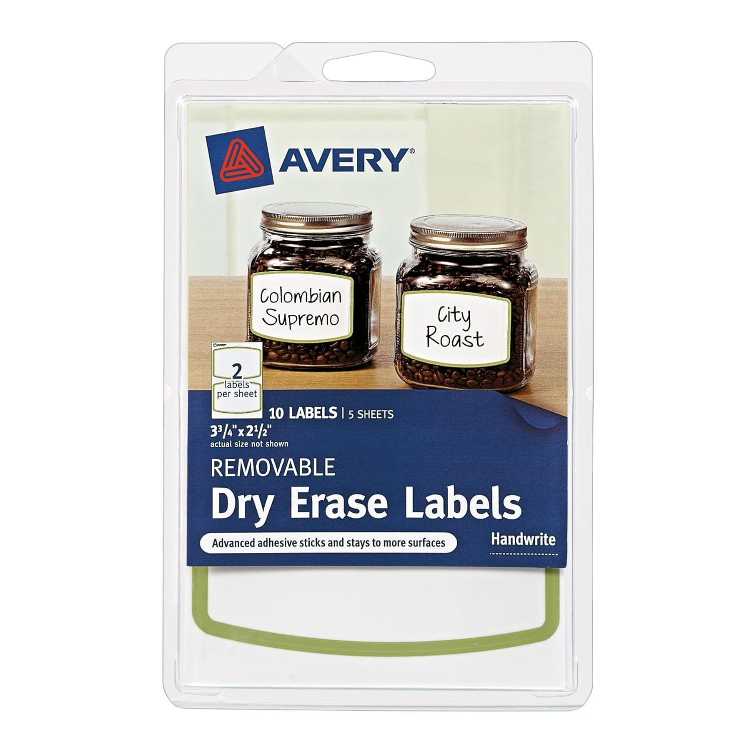 Avery Removable Dry Erase Labels, Green Border, 3.75 x 2.5