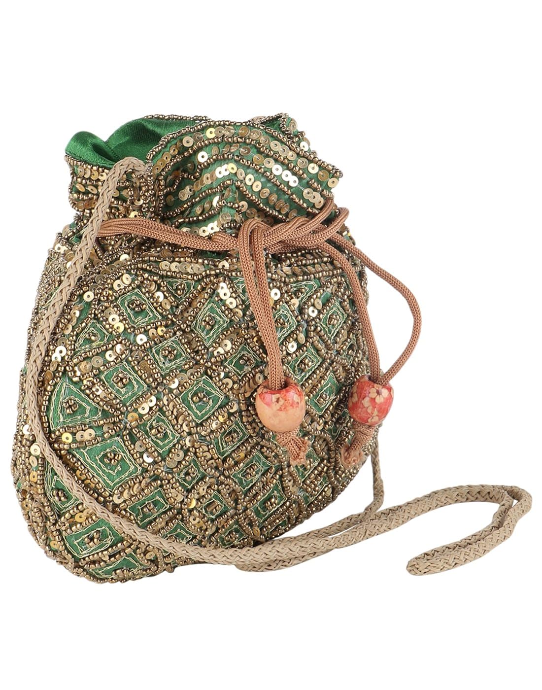 fashiondrobe women's broad potli (green)(fdbp001)