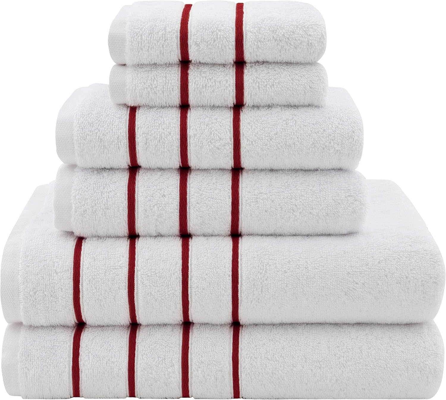 Dorlion Towels, 6 Piece Striped Towel Set, 100% Turkish Cotton Plush, High Absorbent, Super Soft, Quick Dry Turkish Towel Set for Bathroom, Burgundy Red: Kitchen & Dining