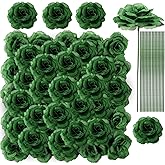 Yunlly 100 Pcs Artificial Flowers Fake Silk Roses Long Stem Rose Bouquet Wedding Party Home Decor for DIY Baby Shower Centerpieces Tables Home Decorations(Green)
