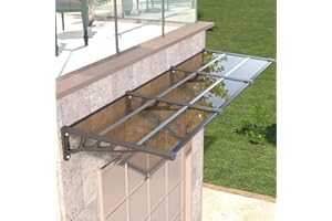 GUANSU-CN 35 * 120'' Window and Door Awning Exterior, UV/Rain/Snow/Sunlight Protection Sheet,UPF 50+ Polycarbonate Overhang Canopy,House Overdoor Awnings for Door Entrance Outside/Patio/Porch/Deck