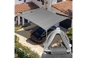 Amgo Heavy Duty 16' x 24' Grey Sun Shade Rectangle Pro Ring Shade Sail, 260 GSM Commercial Grade UPF50 Sunshade, Reinforced Corners & Edges - 5 Years Warranty (We Make Custom Size)
