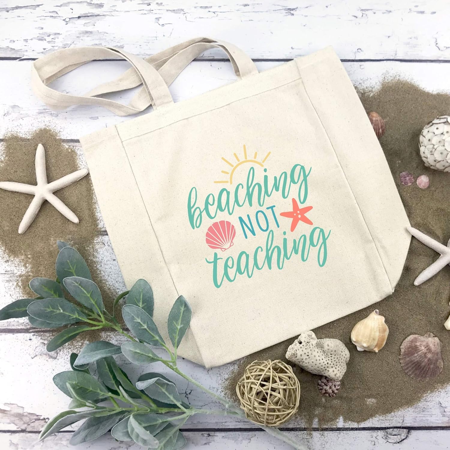 Amazoncom Beaching Not Teaching Large Tote Beach Bag