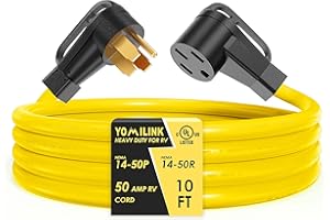 YOMILINK UL Listed 10 Feet 50 Amp RV/EV Extension Cord, Heavy Duty 6/3+8/1 Gauge STW Wire, NEMA 14-50P Suit for Tesla Model 3/S/X/Y EV Charging and RV Trailer Campers