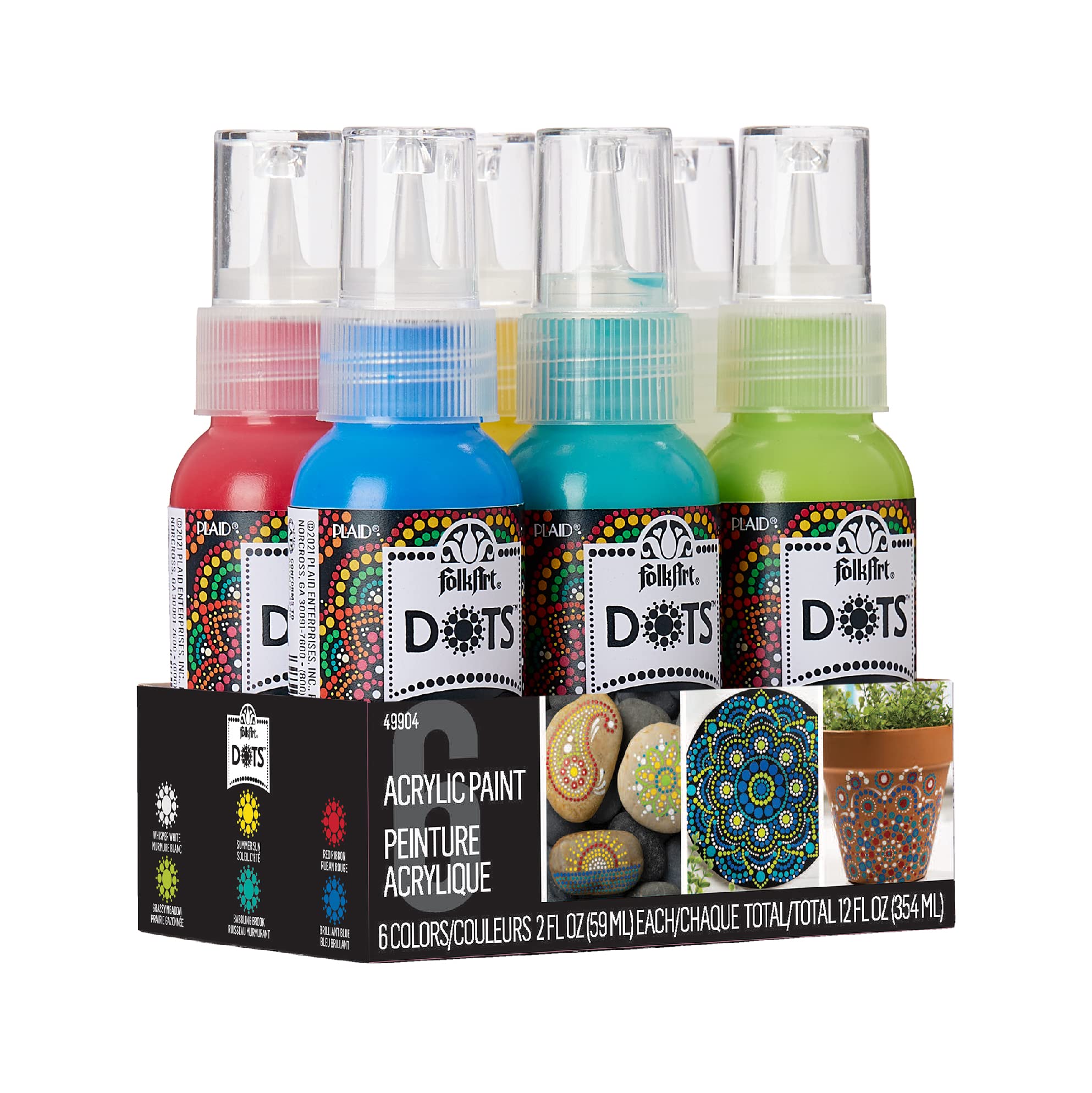 Photo 1 of FolkArt Dots Set, 6 Piece Acrylic Paint Kit Featuring 6 Colors for DIY Indoor & Outdoor Multi-Surface Craft Projects, 49904