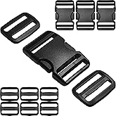 HISUNTEC Hebillas para correas de 1-1/2 ": 4 juego de hebilla de liberación lateral y 8 piezas Tri-Glide Sliders Fit 1.5 pulg