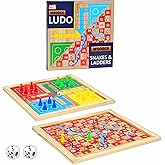 Ankit Toys &amp; Games 2 in 1 Ludo &amp; Snakes &amp; Ladders Wooden Board Game &ndash; Premium Reversible Solid Family Game Set Classic Strategy &amp; Luck Game Perfect Educational Gift for Kids &amp; Adults Durable Board