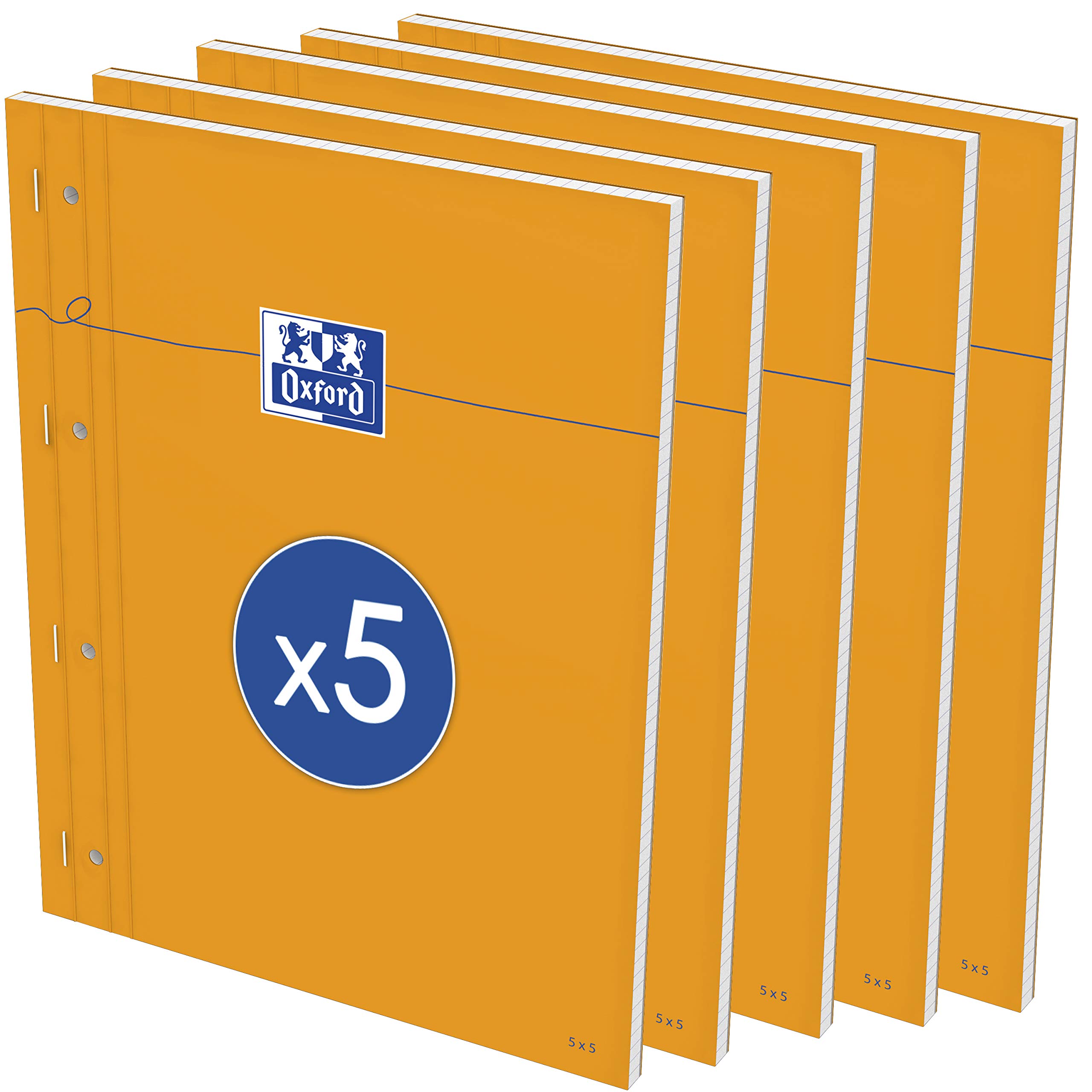 Oxford Stapled Ruled, Perforated Sides Full Page 230x297 5x5 White Paper (Pack of 5