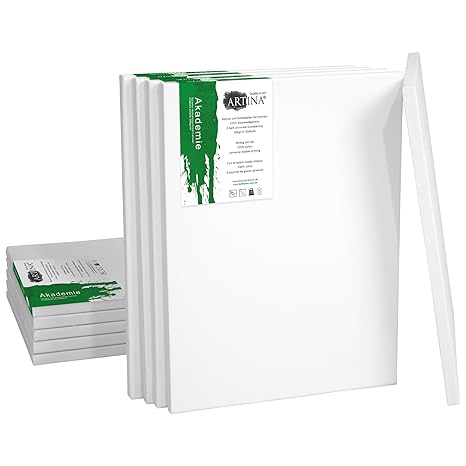 Artina 10er Set - 20x30 cm Leinwand aus 100% Baumwolle auf stabilem Keilrahmen in Akademie Qualität - 280 g/m²