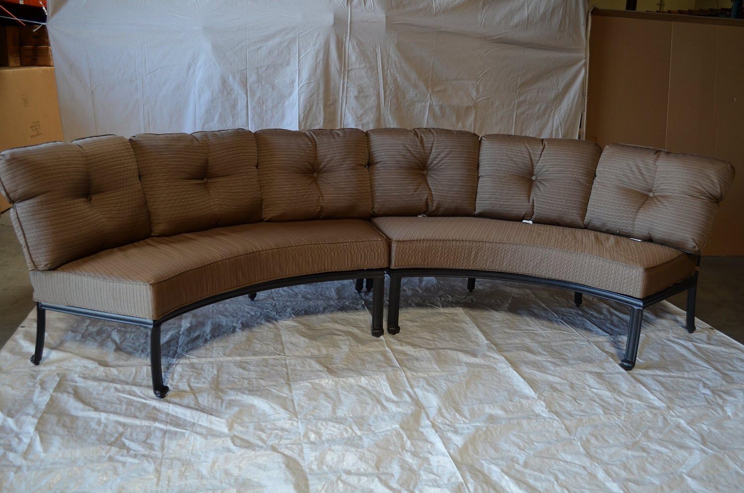 Elizabeth Cast Aluminum Powder Coated 3pc Curved Sofa Seating Set - Antique Bronze Finish
