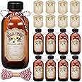Uiifan 8 Pcs Vanilla Extract Bottles Boston Round with Caps Glass Bottle and 8 Pcs Vanilla Extract Labels Stickers for Syrup Gift Glass Food Storage Canister Set Sauce Beans(4 oz)