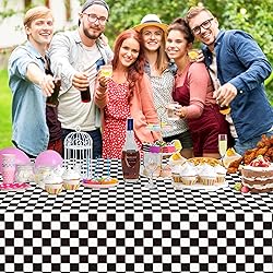 2 Pack Black and White Gingham Tablecloth