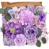 Alifst Artificial Flowers Combo Box Set Purple Flower Silk Cake Flowers for DIY Wedding Bridal Bouquets Baby Shower Centerpieces Floral Arrangements Party Tables Home Decorations