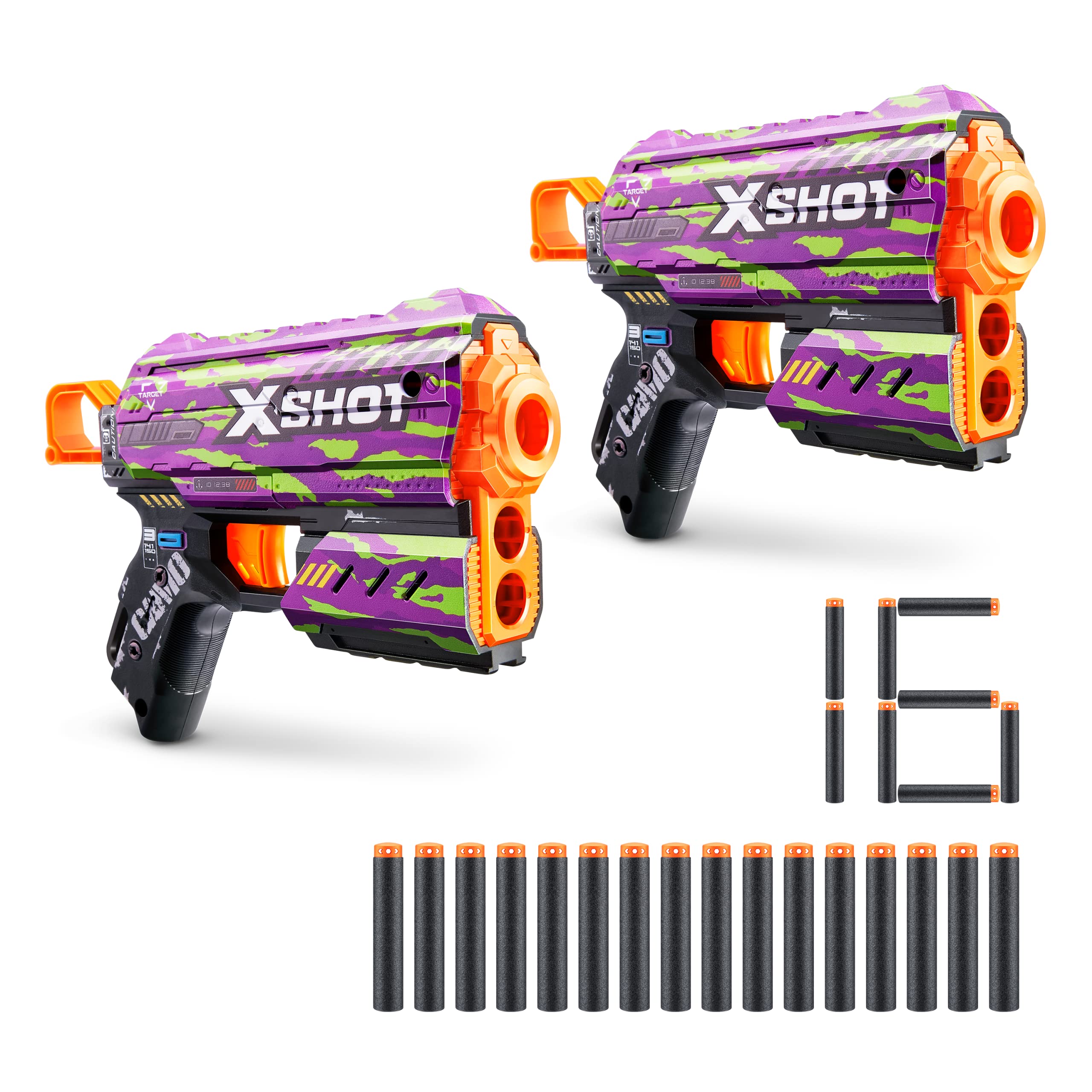 XSHOT Skins Flux, Crucifer, Foam Dart Blaster (2 Blasters, 16 Darts) Air Pocket Dart Technology, Major Brand Compatible, Toy Foam Dart Blaster for Kids, Teens, Adults, Frustration Free Packaging