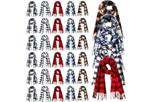 Liitrsh 40 Pcs Winter Fleece Scarves Bulk Donation for Homeless Care Gift Warm Scarf Women Men Unisex Plaid Stripe Classic