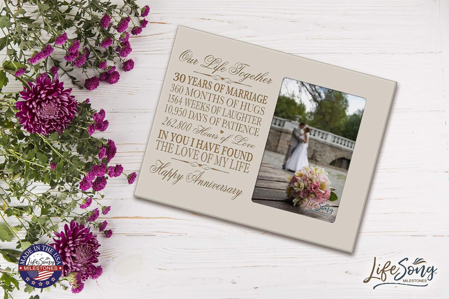 Lifesong Milestones 30 Year Anniversary Picture Frame Gift For Her Him Couple Custom Engraved 30th Year Wedding Celebration For Husband Wife Photo Frame Holds 1 4x6 Photo 8 H X 10 Cherrry