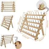 New brothread 60 Spools Wooden Thread Rack Organizer with Hanging Hooks view 3
