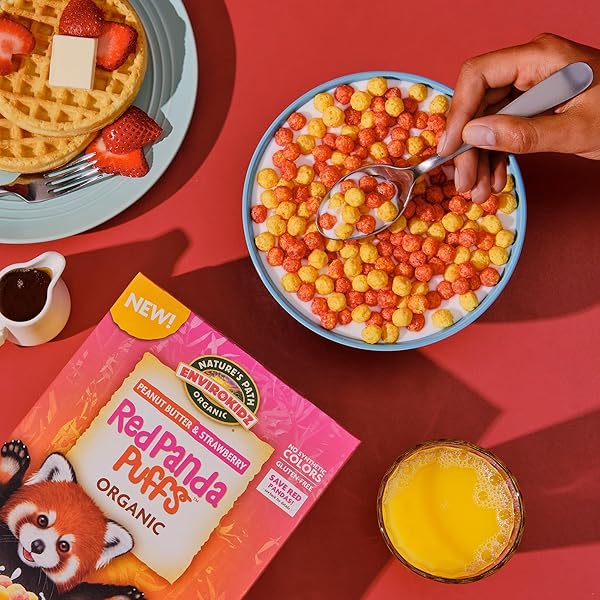 ENVIROKIDZ ORGANIC RED PANDA PUFFS CEREAL, 10 OZ (PACK OF 1), PEANUT BUTTER & STRAWBERRY, GLUTEN FREE, NON-GMO, BY NATURE’S PATH