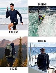 Hoodies for Men Rash Guard UPF 50 Sun Protection UV