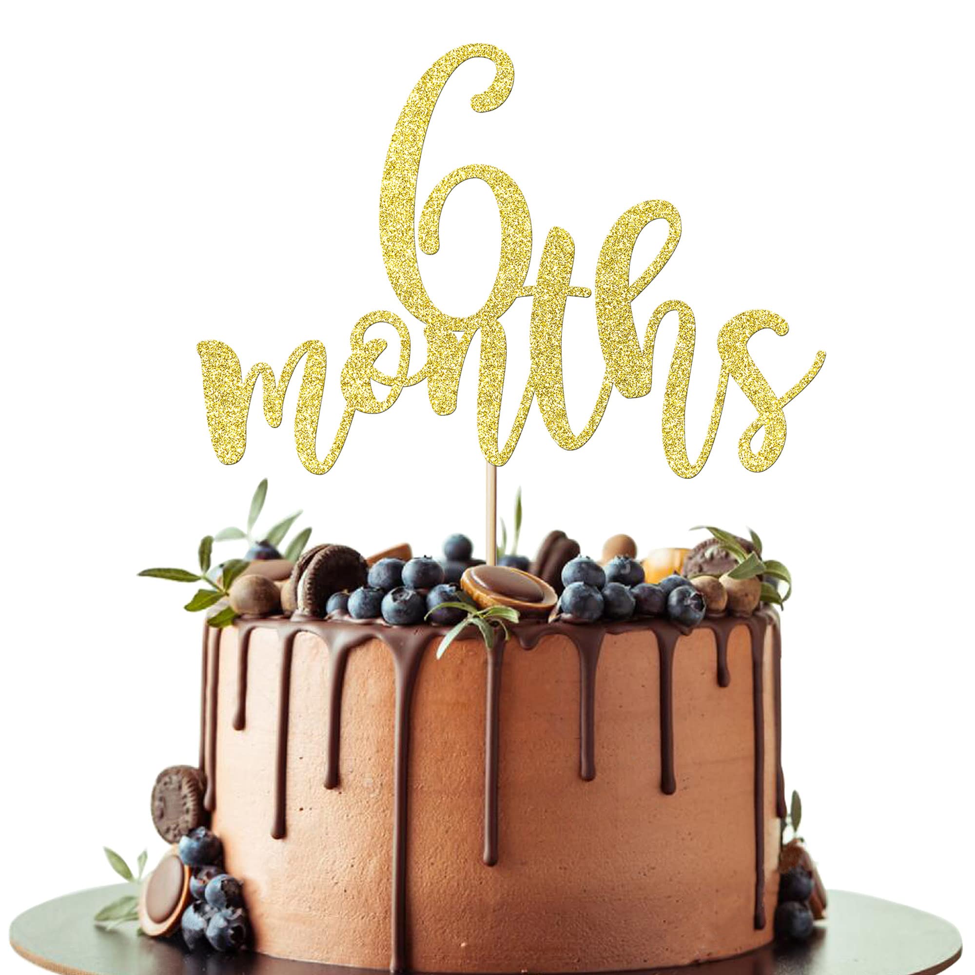 Photo 1 of Leetaivie 6 Months Cake Topper - 1/2 Birthday CakeTopper, First Birthday, Baby Shower Party Decorations, 6 Months Birthday Party Decoration Supplies (Gold Glitter)