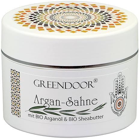 Körperbutter Greendoor Argan-Creme OHNE Glimmer Argan-Sahne aus BIO Arganöl und BIO Shea-Butter, vegane Luxus Body-Cream, nat