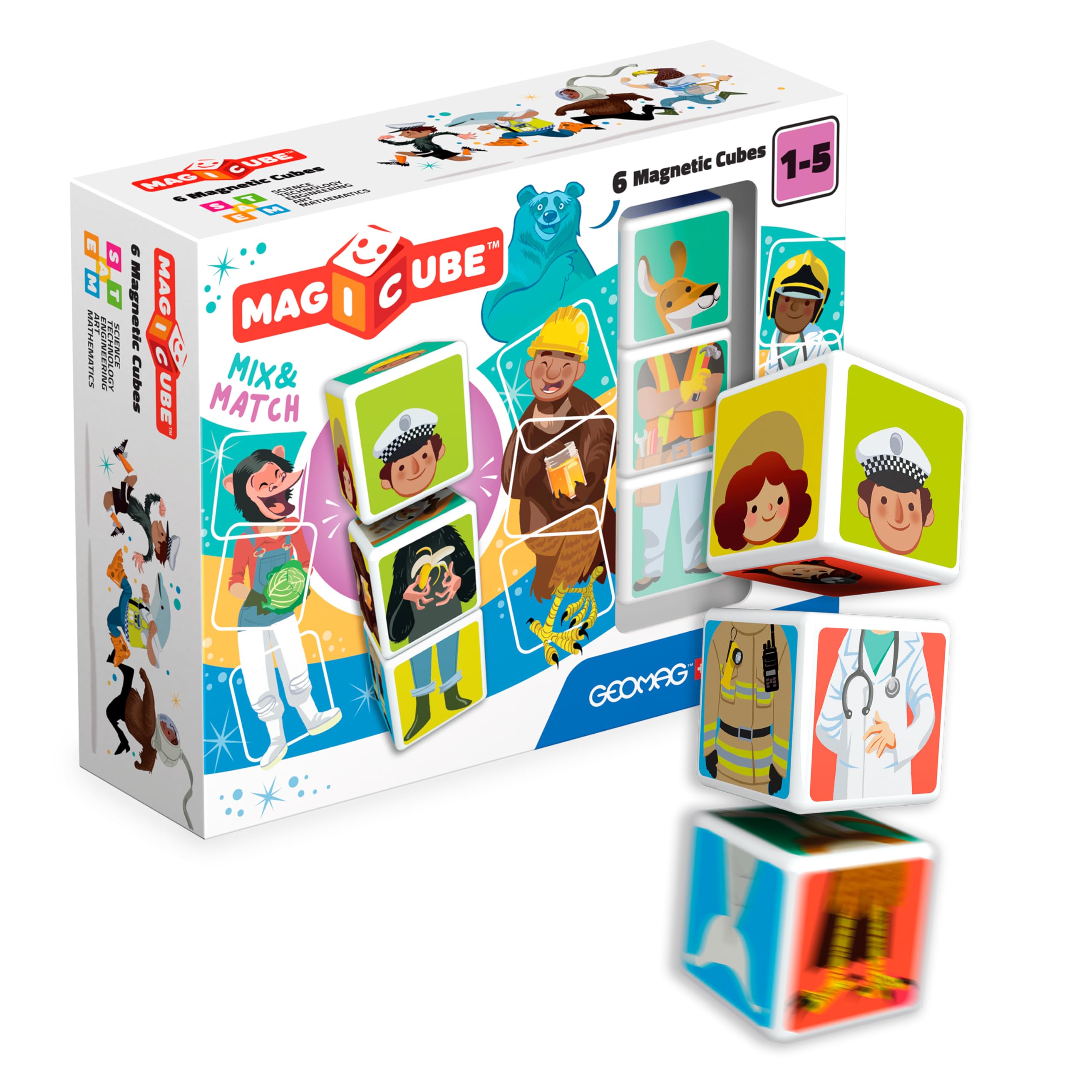 Geomag 123 - Magicube Mix and Match, 6 Magnetic Cubes