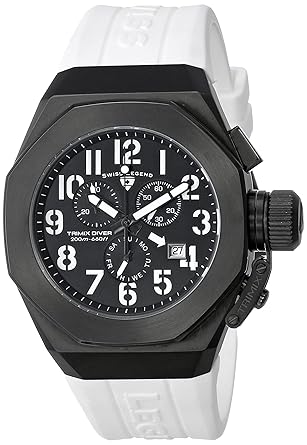 Mens 10542-Bb-01-Wa Trimix Diver Chronograph Black Dial White Silicone Watch