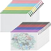 V-chen Mesh Zipper Pouch Bags, A4 Letter Size, 24 Pack 8 Colors Mesh Bags, Waterproof Document Zipper Pouches for Office School Supplies, Toys, Cosmetics Travel Storage(13''×9.5'')