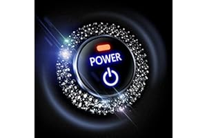 Blinglife Car Engine Start Stop Ignition Button Logo Sticker, Shiny Crystal Rhinestone One Touch Switch Button Trim Ring for Car Key Ignition 1.25" ID x 1.65" OD (Black Diamond)