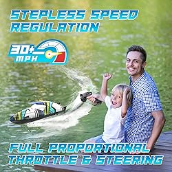 DEERC Brushless Remote Control Boat, 30+ mph Racing