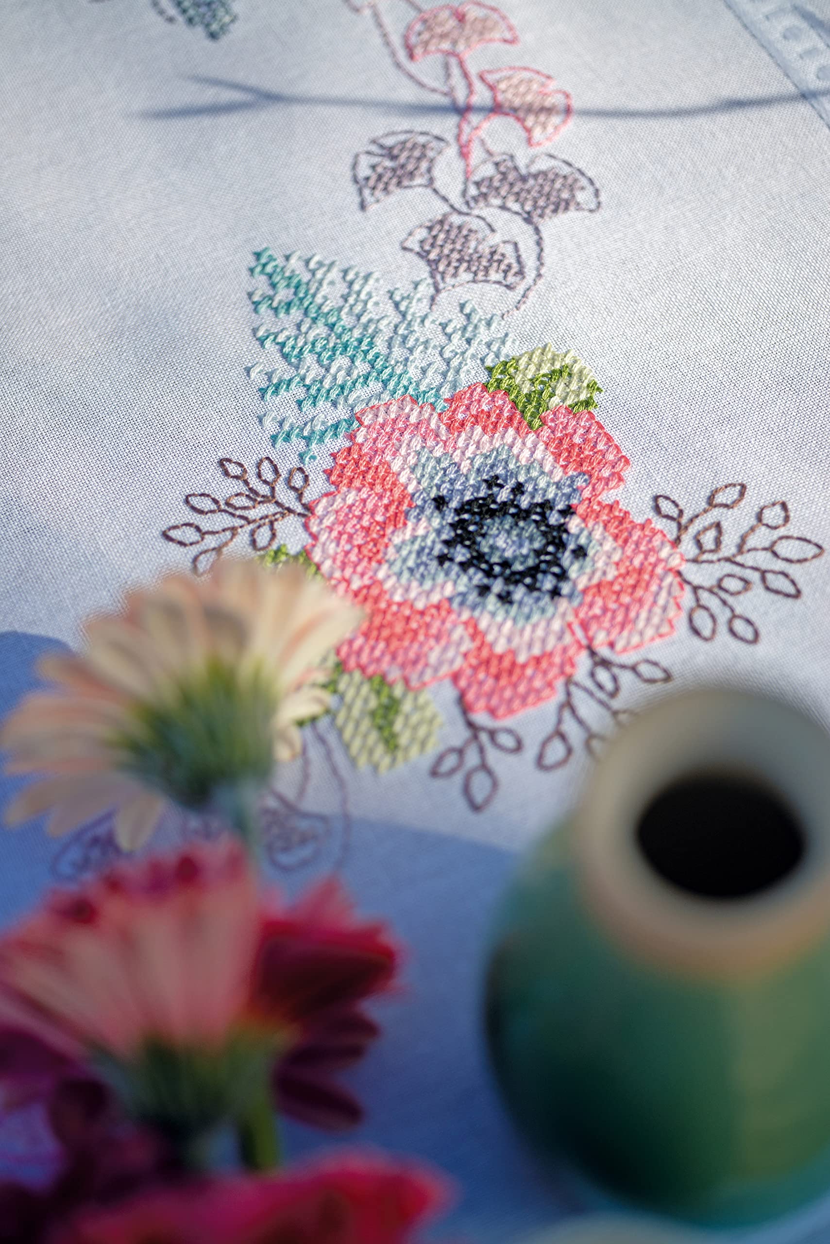 Vervaco Pastel Flower Tablecloth Kit