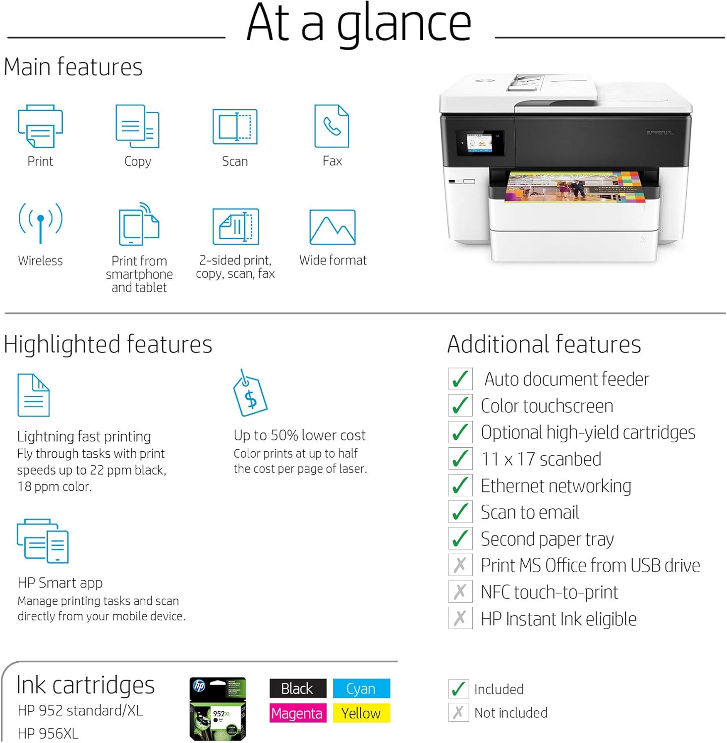 HP OfficeJet Pro 7740 Wireless All-in-One Printer: Electronics