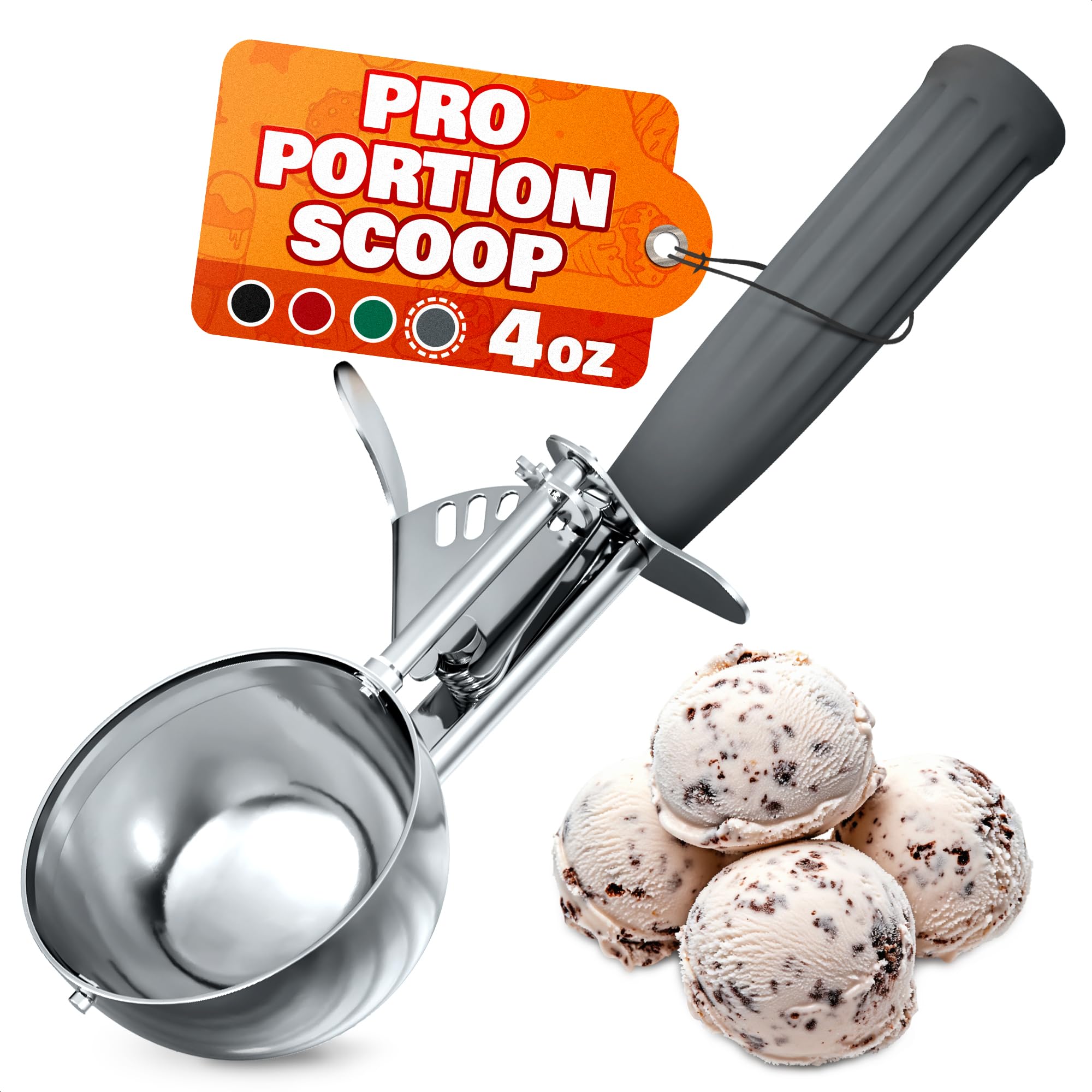 Photo 1 of 4 oz Ice Cream Scoop with Trigger Release #8 – Stainless Steel Versatile Tool for Baking, Cookies and Desserts Spoons, Dishwasher-Safe, Ergonomic Design, Great as Christmas Gifts for Dessert Lovers