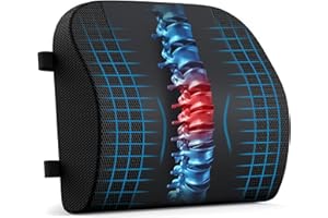 ZIKEE Lumbar Support Pillow for Office Chair, Patented Ergonomic Memory Foam Back Pillow with Convex Design for Lower Back Pain Relief, Back Cushion with Dual Straps, Ice Silk & Breathable Fabrics