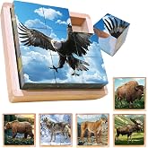 Wooden Cube Puzzle of Native North American Animals | Wooden Puzzles for Kids &amp; Children Ages 3 4 5 6 7 8