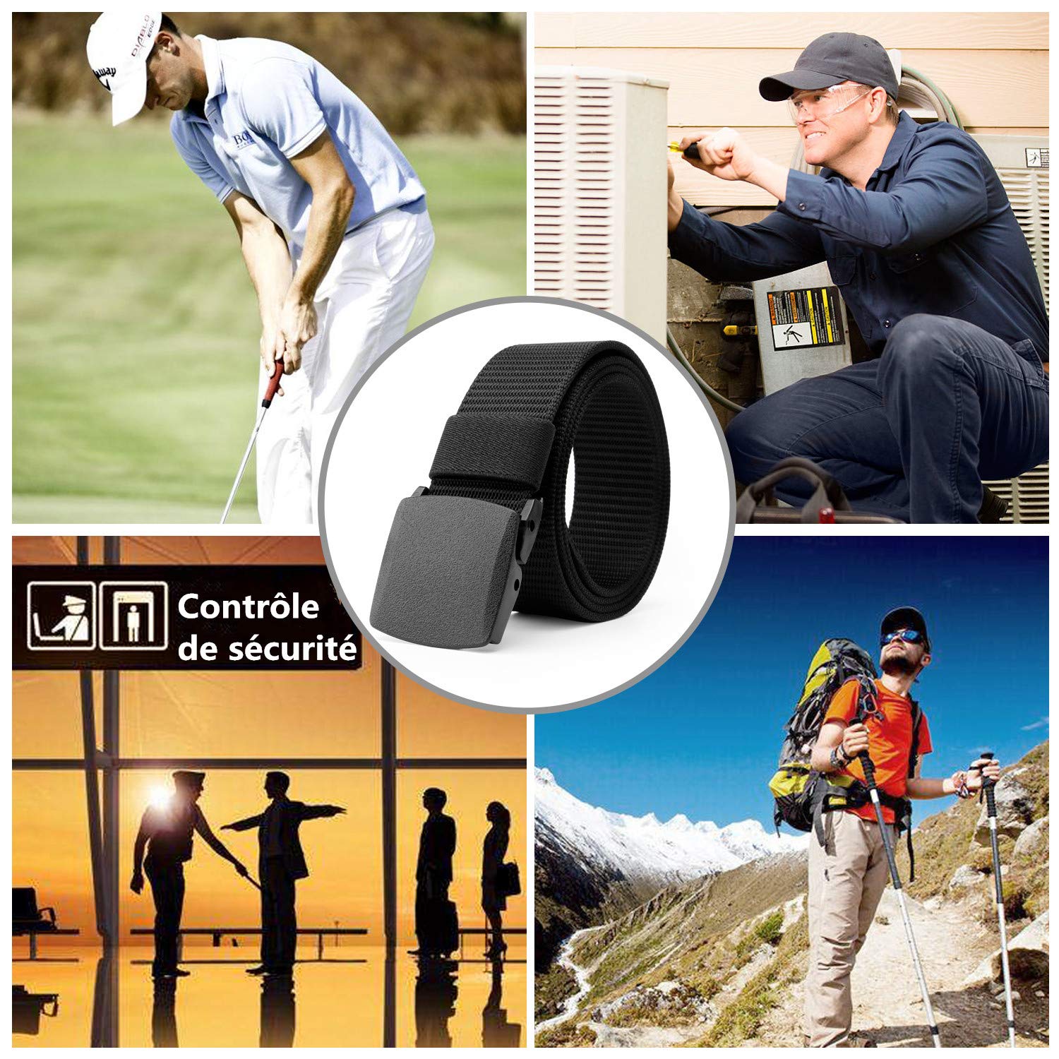 JasGood Herren Gürtel Taktischer Gürtel Nylon mit Leichter Stil Militärgürtel Verstellbarer Gürtel Atmungsaktive Leinwand Gürtel Praktischer Schnellspanner für Ausflüge, Bergsteigen, Camping, Wandern