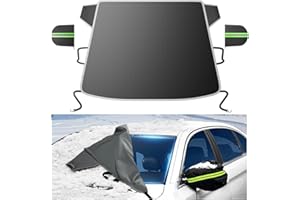 DooGooCoo [Upgraded] 7-Layer Car Windshield Snow Cover, [Efficient Winter Protection] Against Snow, Ice, Frost and Water, [Military-Grade Durable] Universal Fit for Cars, SUVs, and Trucks-Medium