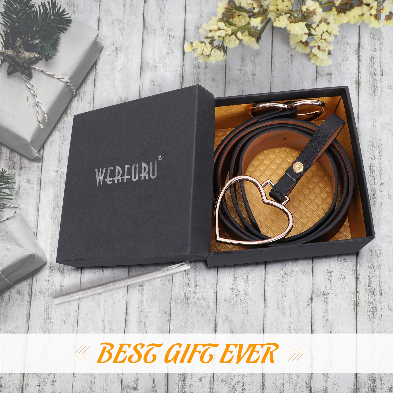 Heart-shaped Wide Black Belt with Metal Buckle for Women Girls Students Shorts Jeans Ladies Dress