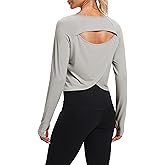 Bestisun Long Sleeve Workout Running Shirts Athletic Yoga Gym Crop Tops for Women