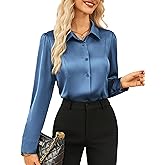 GRACE KARIN Satin Blouses for Women, Long Sleeve Business Shirt, Work Dressy Casual Tops, Professional Office Outfit