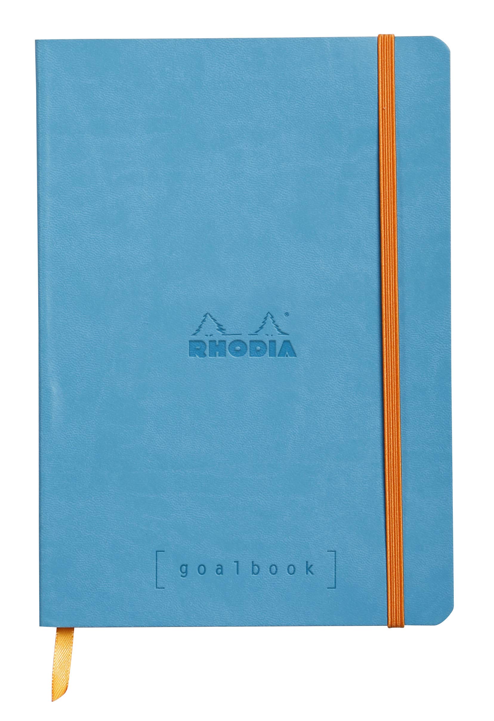 RHODIA 117747C - Flexible Notebook Bullet Journal Goalbook Turquoise A5 14.8x21cm - Dotted - 240 pages Ivory 90gsm paper 2 Ribbons, Elastic Closure Leatherette