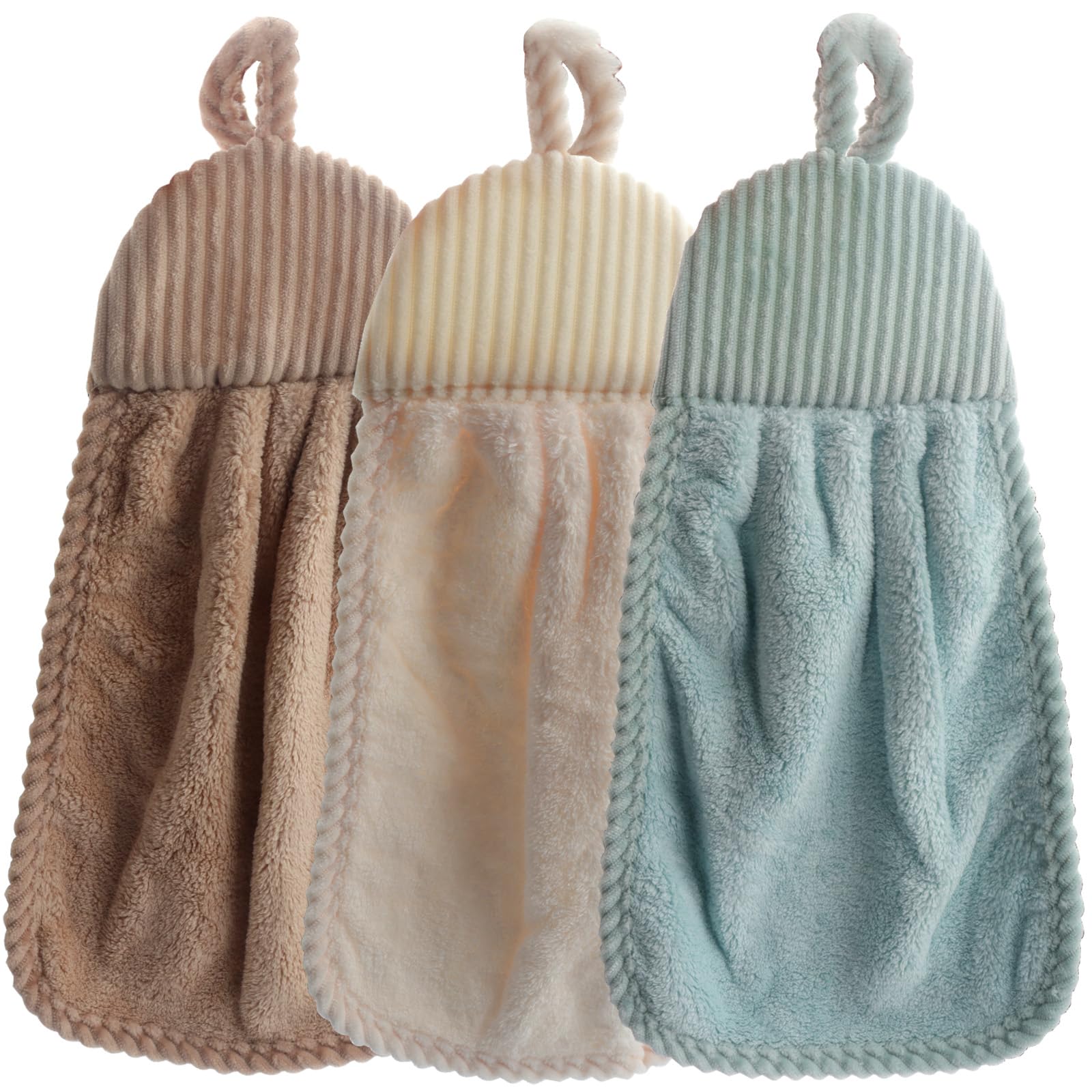 Roellgs 3pcs Pack Kitchen Bathroom Hand Drying Towel, Decorative Towel, Microfibre Coral Velvet Cute Hand Towel, Soft Thickened Hand Towel, can Dry Hands Immediately