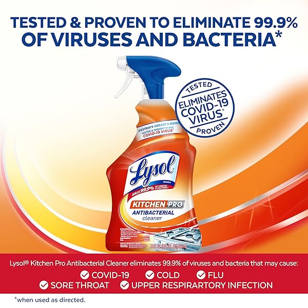 LYSOL PRO KITCHEN SPRAY CLEANER AND DEGREASER, ANTIBACTERIAL ALL PURPOSE CLEANING SPRAY FOR KITCHENS, COUNTERTOPS, OVENS, AND APPLIANCES, CITRUS SCENT, 22OZ