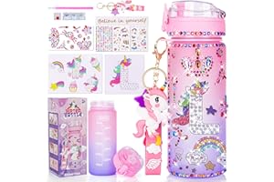 CUISH Gifts for Girls 4-12, Decorate Your Own Water Bottle Kits with Personalized Initial & Unicorn Diamond Stickers DIY Art Crafts Birthday Gifts Christmas Toys for 4-7-8-10 Year Old Girls (Letter L)